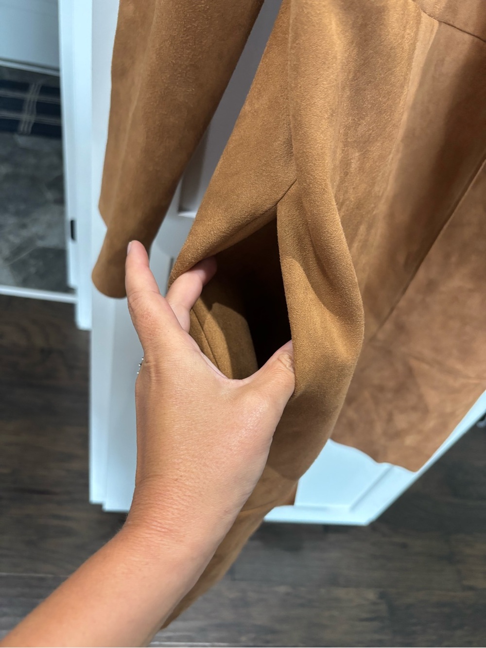 Zara Women's Tan Faux Suede Long Trench Coat - Picture 4 of 5